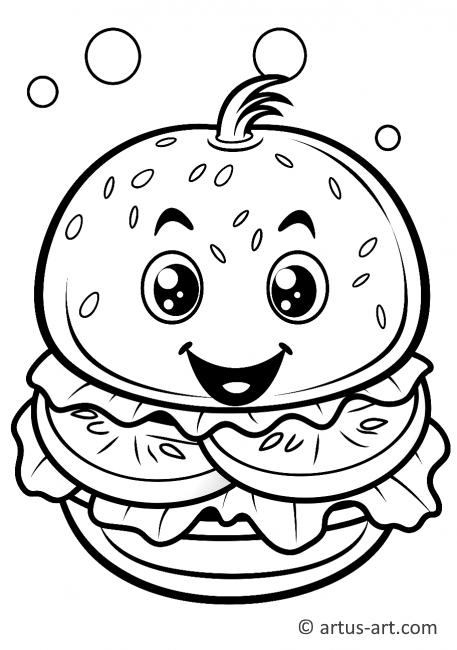 Tomato in a Burger Coloring Page